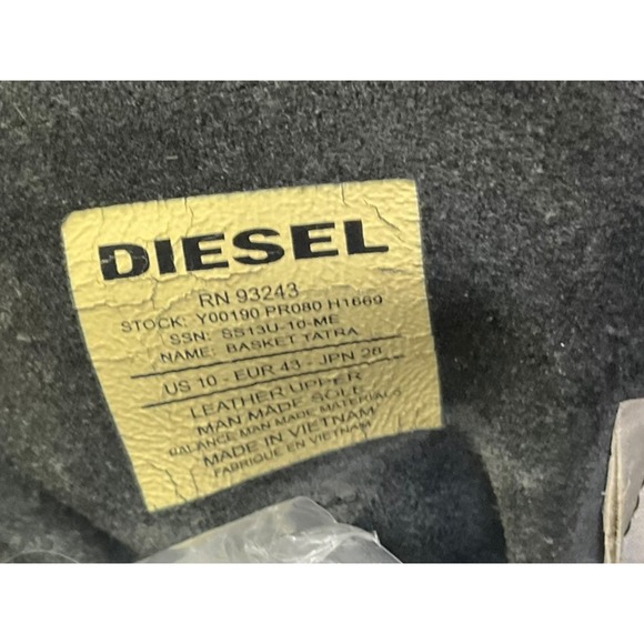 Diesel Basket Tatra Mens Black‎ Leather High Top Sneakers Boots US 10